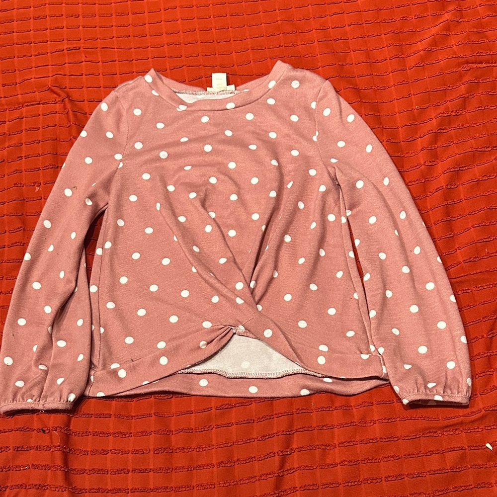 Monteau Pink and White Polka Dot Top